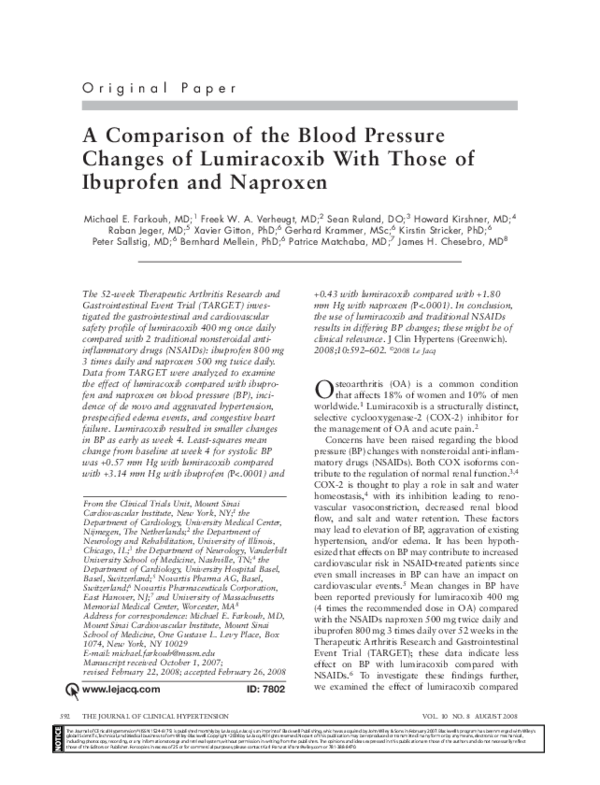 (PDF) A Comparison of the Blood Pressure Changes of Lumiracoxib With
