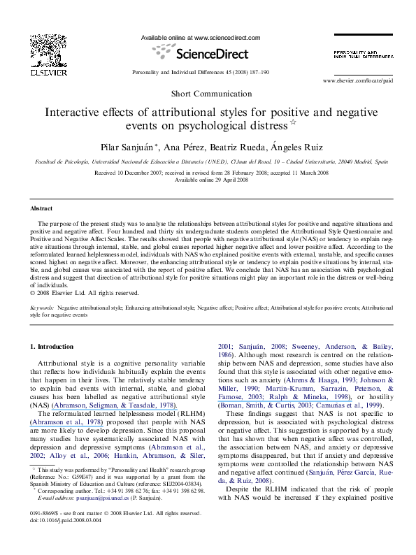 (PDF) Interactive effects of attributional styles for positive and ...