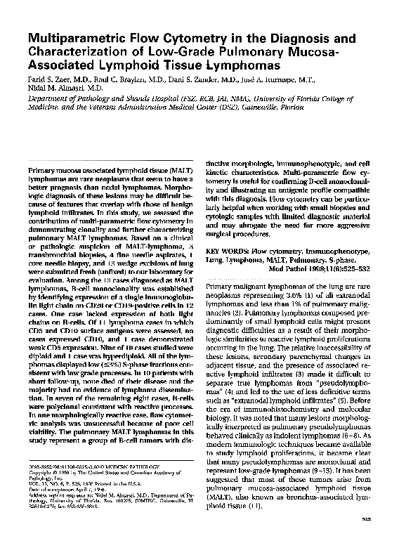 (PDF) Multiparametric flow cytometry in the diagnosis and ...