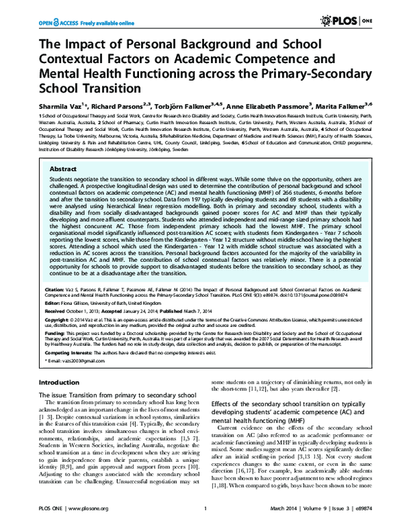 (PDF) The Impact of Personal Background and School Contextual Factors ...