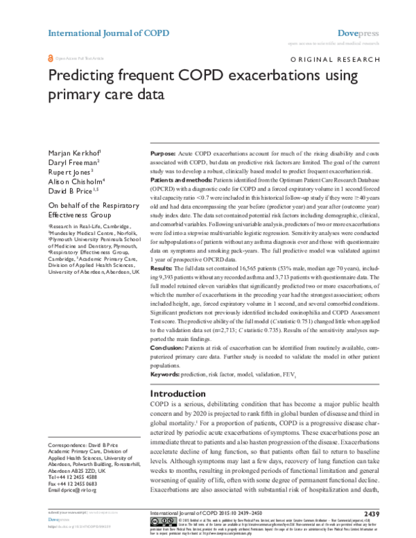 (PDF) Predicting COPD exacerbations | Dove Medical Press - Academia.edu