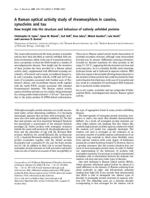 (PDF) A Raman optical activity study of rheomorphism in caseins ...