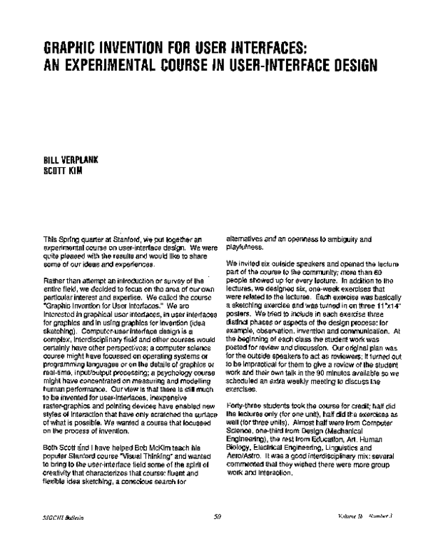 (PDF) Graphic invention for user interfaces: an experimental course in ...