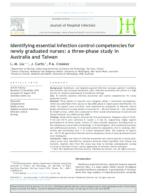 (PDF) Identifying essential infection control competencies for newly