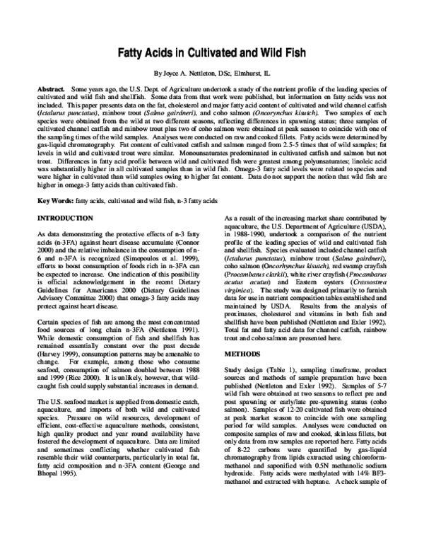 (PDF) Fatty Acids in Cultivated and Wild Fish