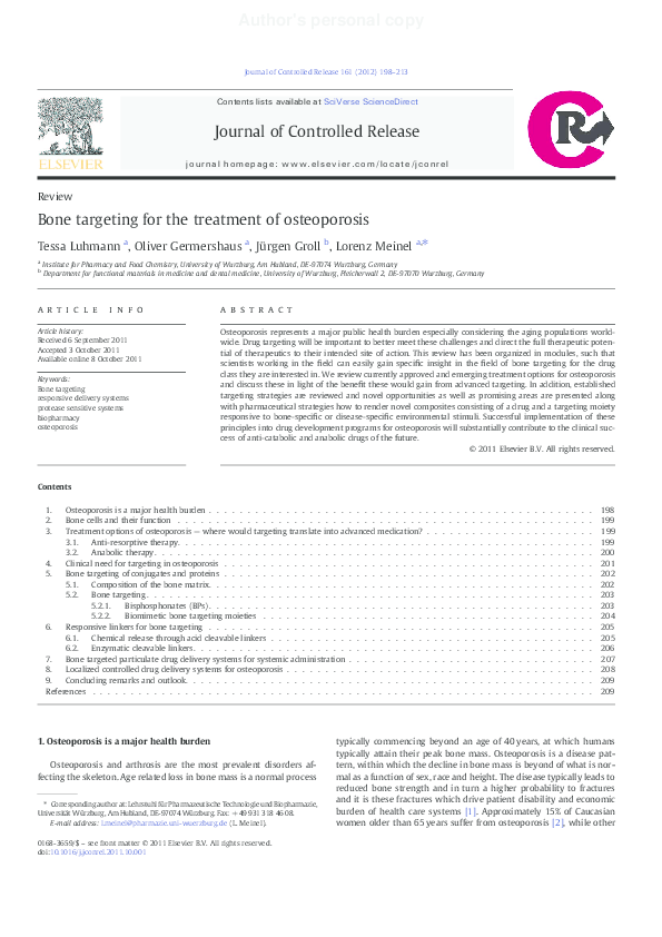 (PDF) Bone targeting for the treatment of osteoporosis