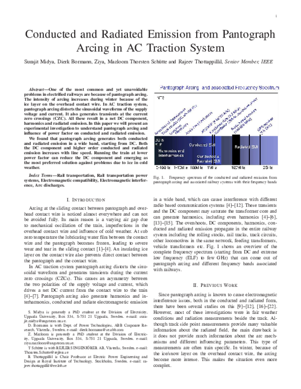 (PDF) Conducted and radiated emission from pantograph arcing in AC