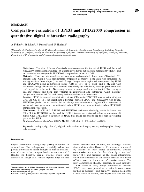 (PDF) Comparative evaluation of JPEG and JPEG2000 compression in ...