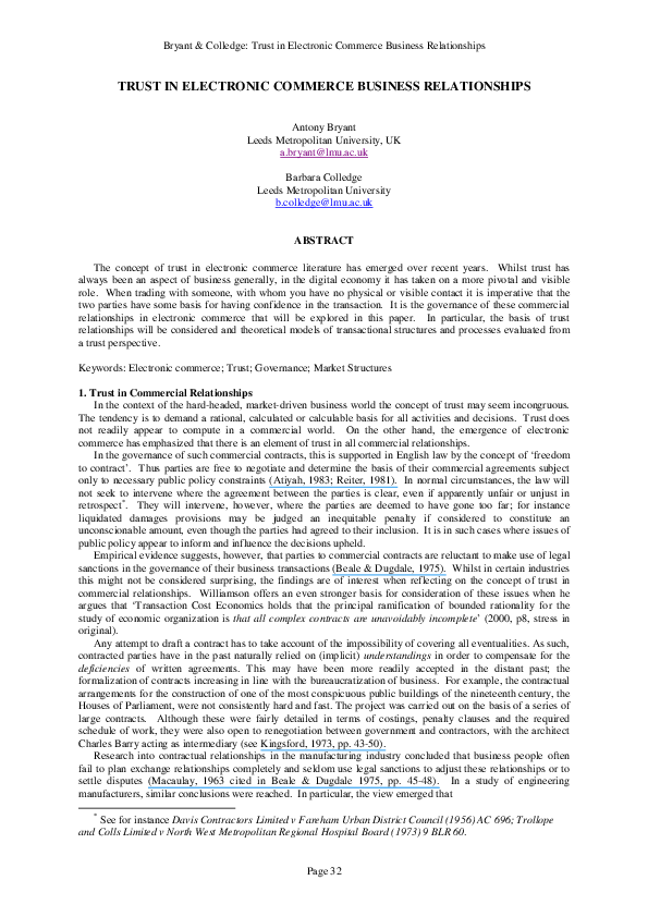 (PDF) Trust in electronic commerce business relationships