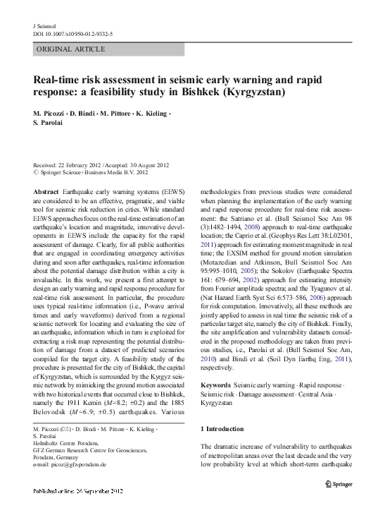(PDF) Real-time risk assessment in seismic early warning and rapid ...