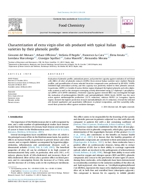 (PDF) Characterization of extra virgin olive oils produced with typical ...
