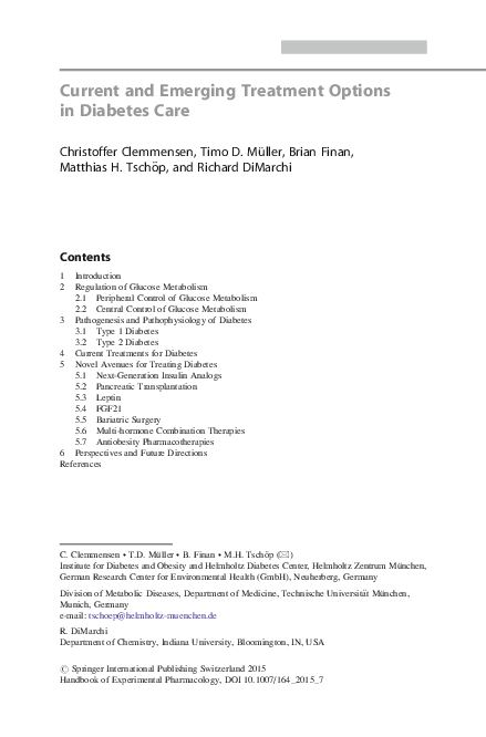 (PDF) Current and Emerging Treatment Options in Diabetes Care