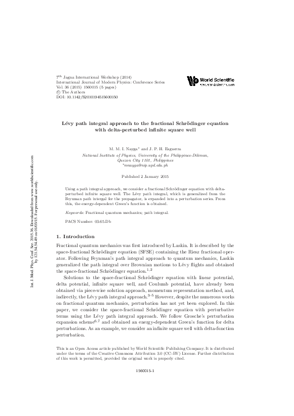 (PDF) Lévy path integral approach to the fractional Schrödinger ...