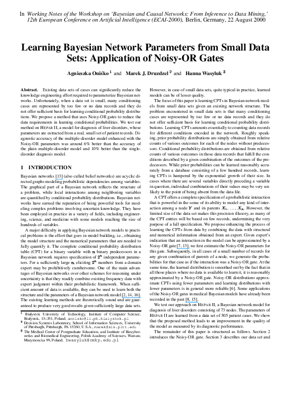 (PDF) Learning Bayesian network parameters from small data sets ...
