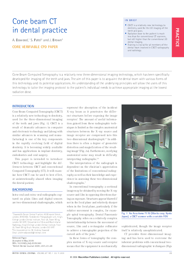 (PDF) Cone beam CT in dental practice