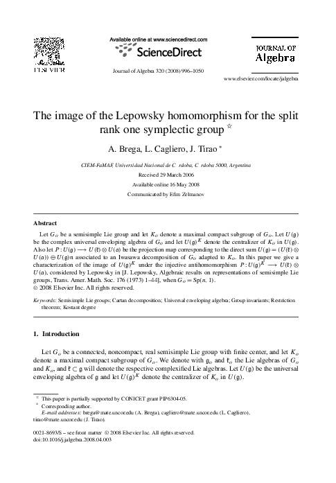 (PDF) The image of the Lepowsky homomorphism for the split rank one ...