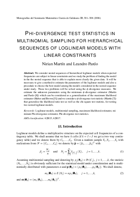(PDF) Phi-divergence test statistics in multinomial sampling for ...
