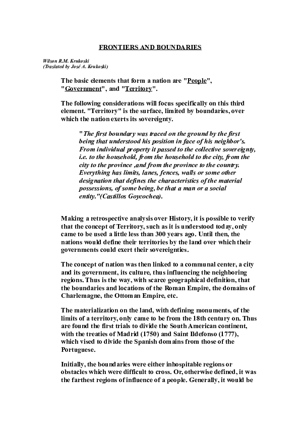 (DOC) FRONTIERS AND BOUNDARIES