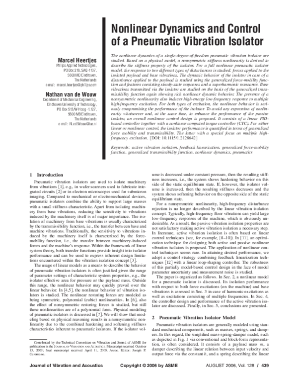 (PDF) Nonlinear Dynamics and Control of a Pneumatic Vibration Isolator