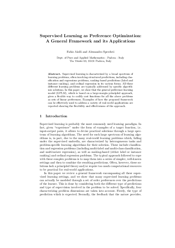 (PDF) Supervised Learning as Preference Optimization: A General ...