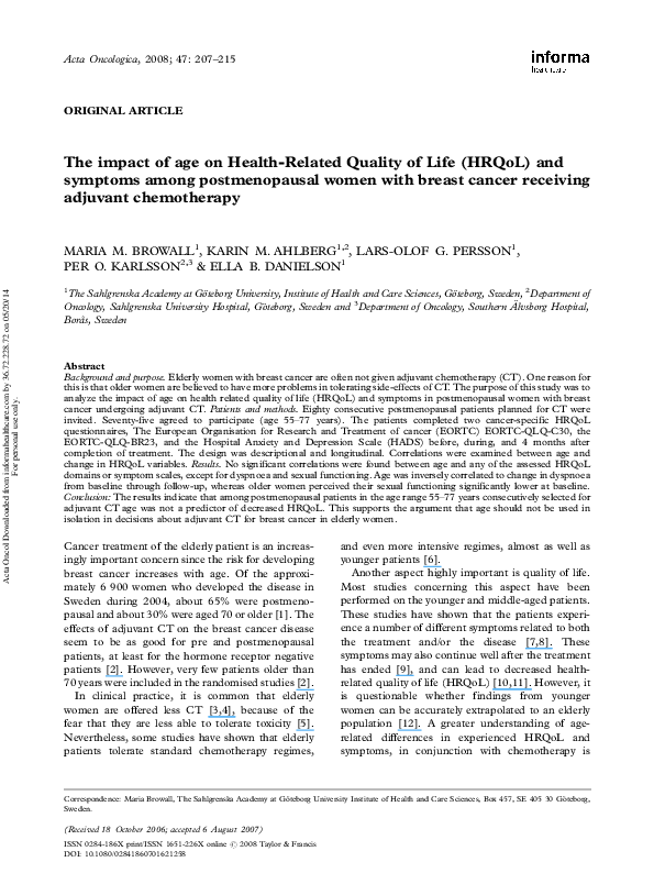 (PDF) The impact of age on HHealth-Related Quality of Life (HRQoL) and ...