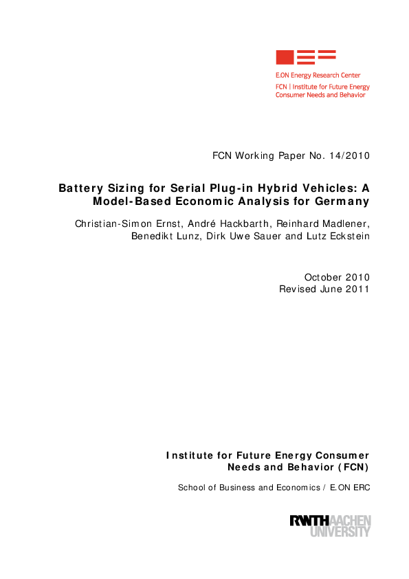 (PDF) Battery sizing for serial plug-in hybrid electric vehicles: A ...