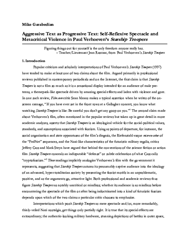 (PDF) Aggressive Text as Progressive Text: Self-Reflexive Spectacle and ...