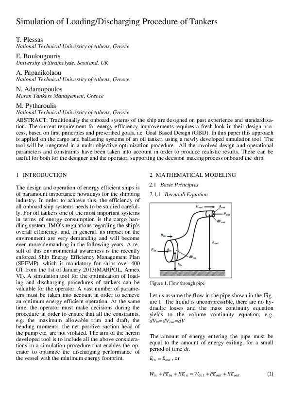 (PDF) Simulation of loading/discharging procedure of tankers