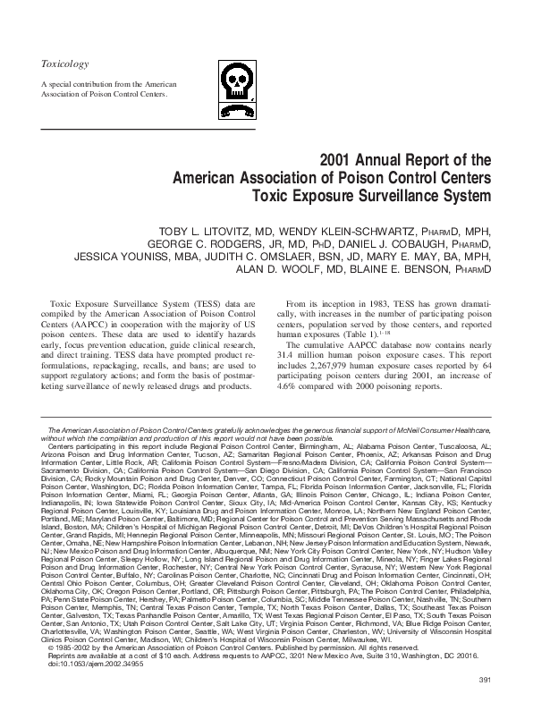 (PDF) The Role of Clinical Toxicologists and Poison Control Centers in ...