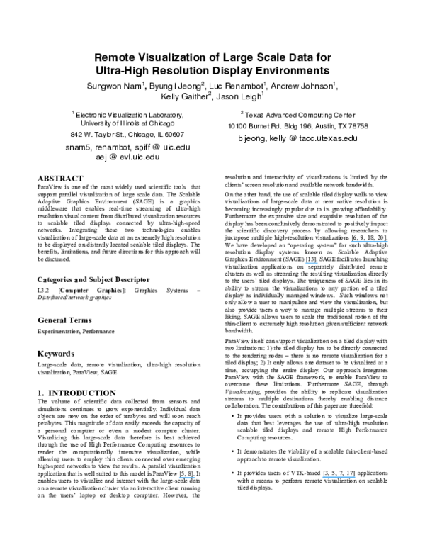 (PDF) Remote visualization of large scale data for ultra-high ...