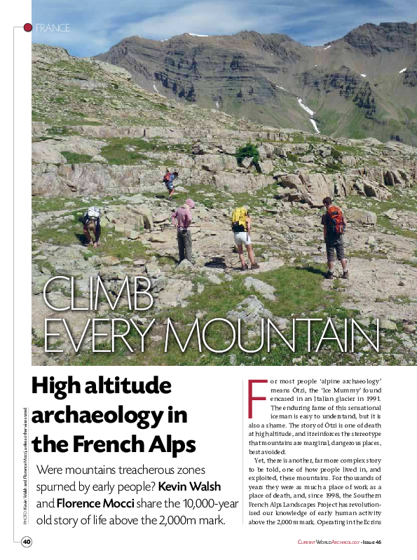 (PDF) Climb Every Mountain High Altitude Archaeology in the French Alps Kevin Walsh