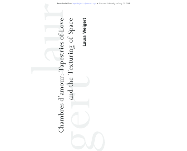 Chambres d'amour: Tapestries of Love and the Texturing of Space