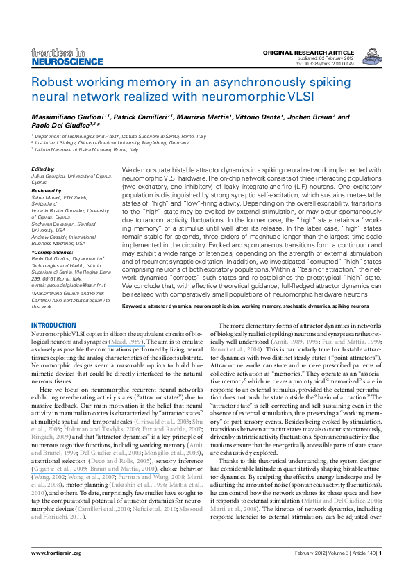 (PDF) Robust Working Memory in an Asynchronously Spiking Neural Network ...