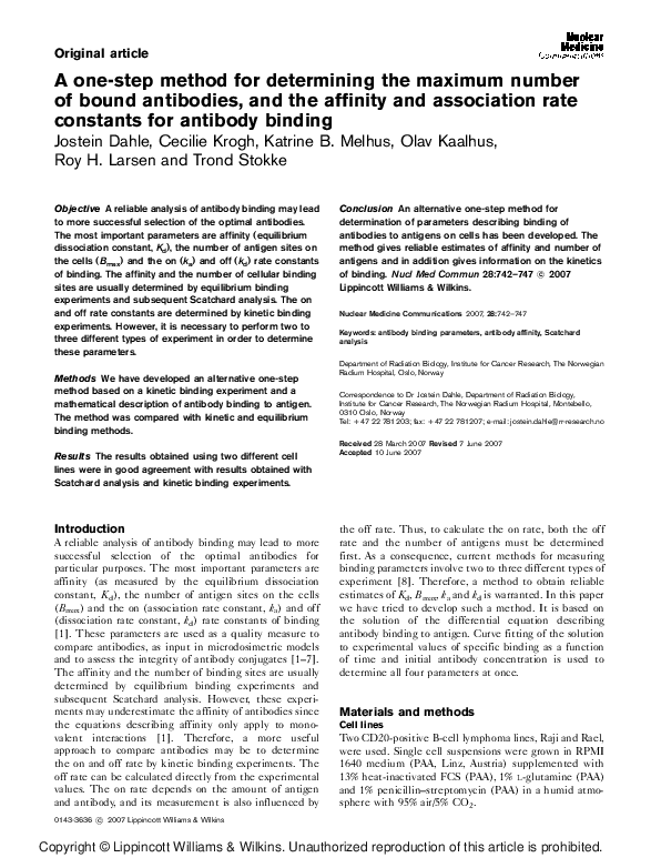 (PDF) A one-step method for determining the maximum number of bound ...