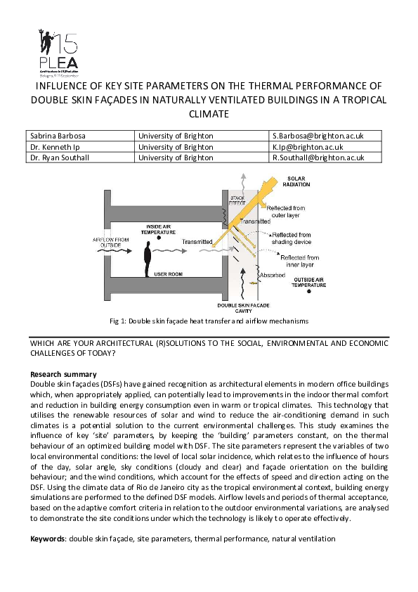 (PDF) INFLUENCE OF KEY SITE PARAMETERS ON THE THERMAL PERFORMANCE OF ...