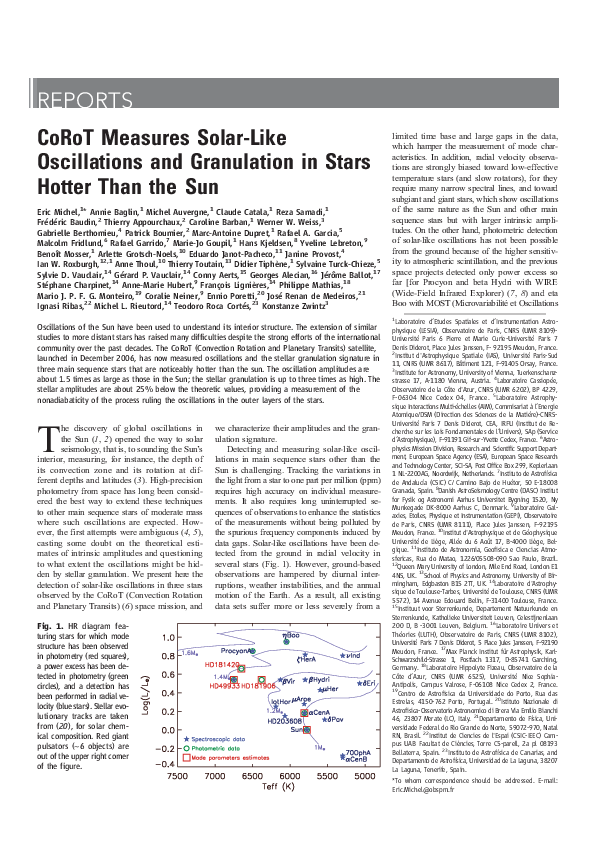 (PDF) CoRoT Measures Solar-Like Oscillations and Granulation in Stars ...