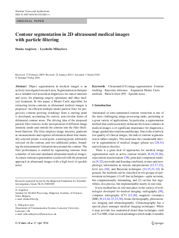 (PDF) Contour segmentation in 2D ultrasound medical images with ...