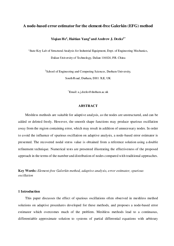 (PDF) A NODE-BASED ERROR ESTIMATOR FOR THE ELEMENT-FREE GALERKIN (EFG ...