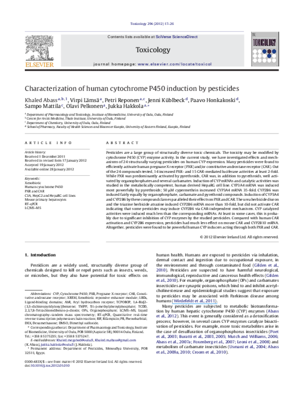 (PDF) Characterization of human cytochrome P450 induction by pesticides