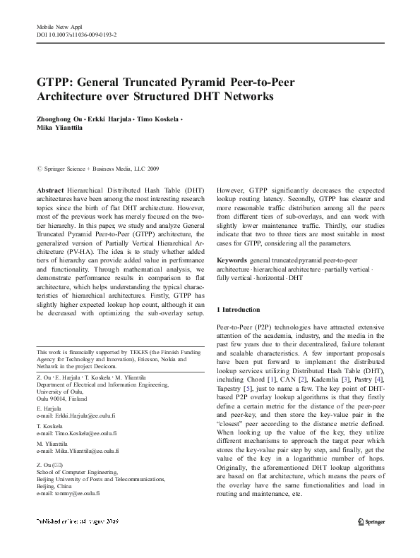(PDF) GTPP: General Truncated Pyramid Peer-to-Peer Architecture over ...