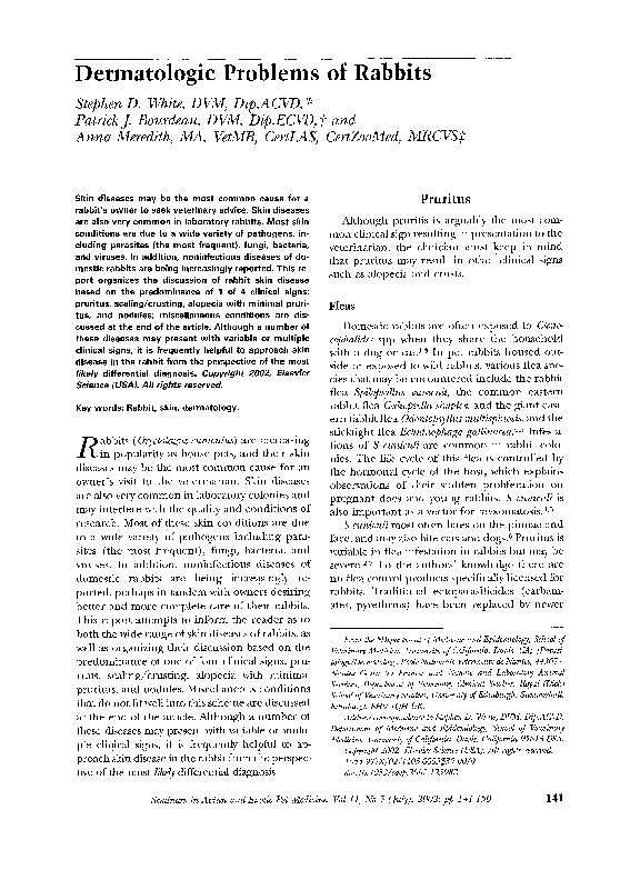 (PDF) Dermatologic problems of rabbits