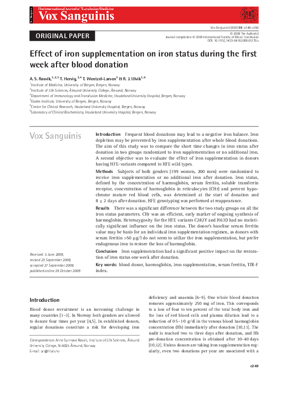 (PDF) Effect of iron supplementation on iron status during the first ...