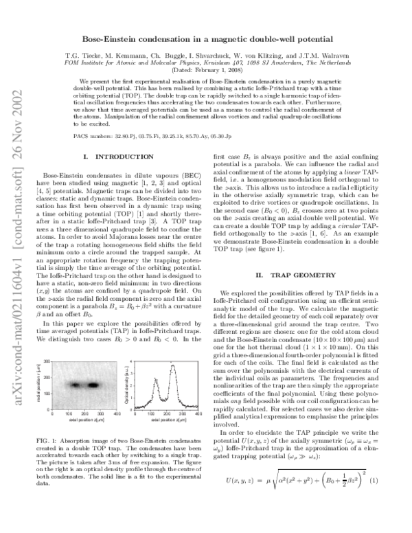 (PDF) Bose Einstein condensation in a magnetic double-well potential