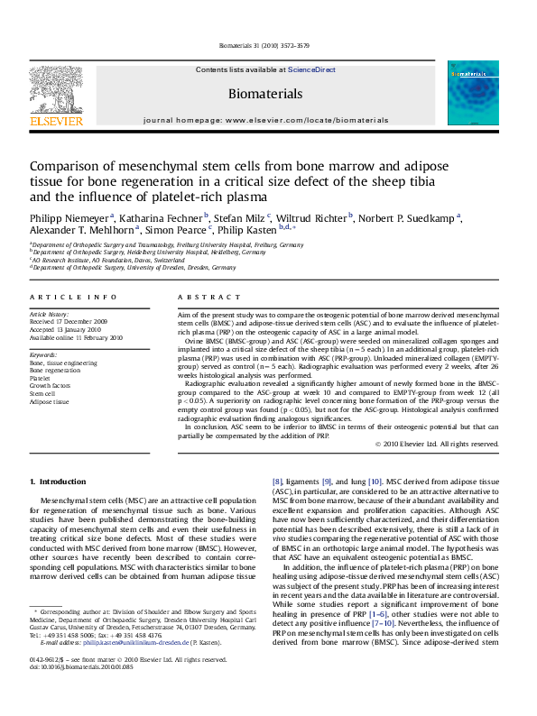 (PDF) Comparison of mesenchymal stem cells from bone marrow and adipose ...