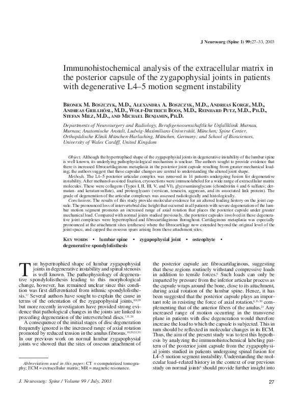 Pdf Immunohistochemical Analysis Of The Extracellular Matrix In