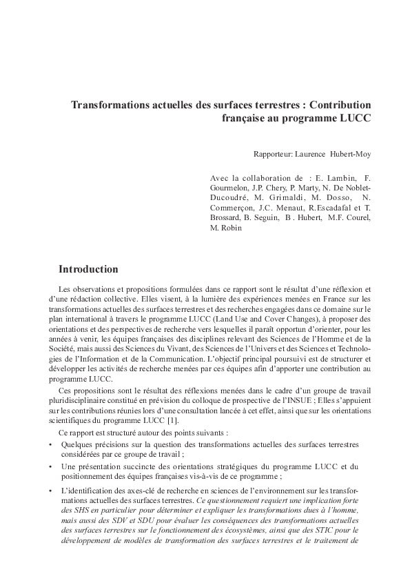 (PDF) Transformations actuelles des surfaces terrestres : Contribution ...