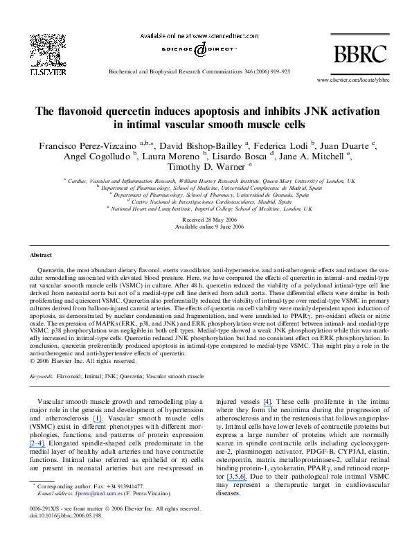 (PDF) The flavonoid quercetin induces apoptosis and inhibits JNK ...