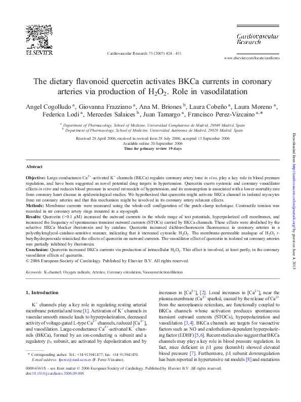 (PDF) The dietary flavonoid quercetin activates BKCa currents in ...