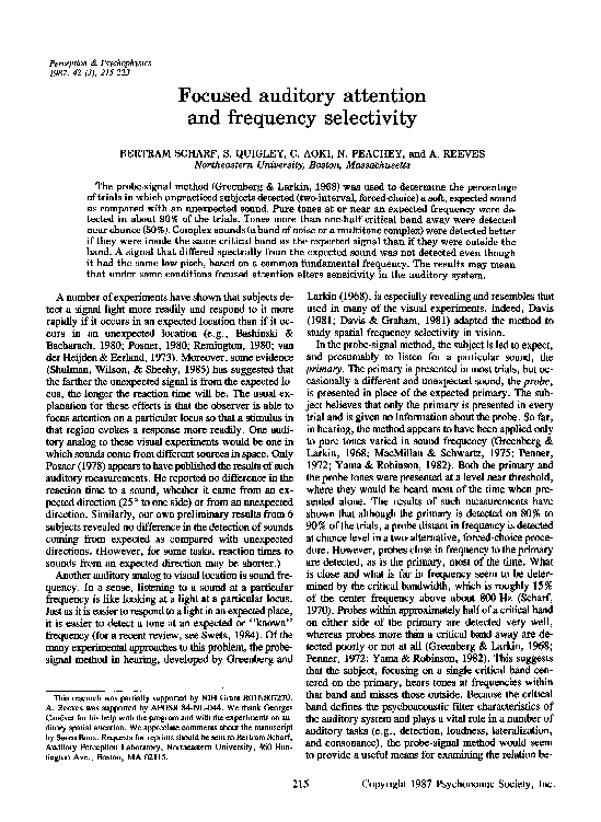 (PDF) Focused auditory attention and frequency selectivity