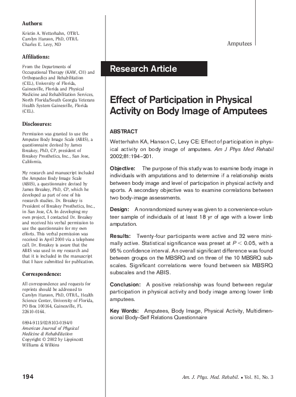 (PDF) Effect of Participation in Physical Activity on Body Image of ...